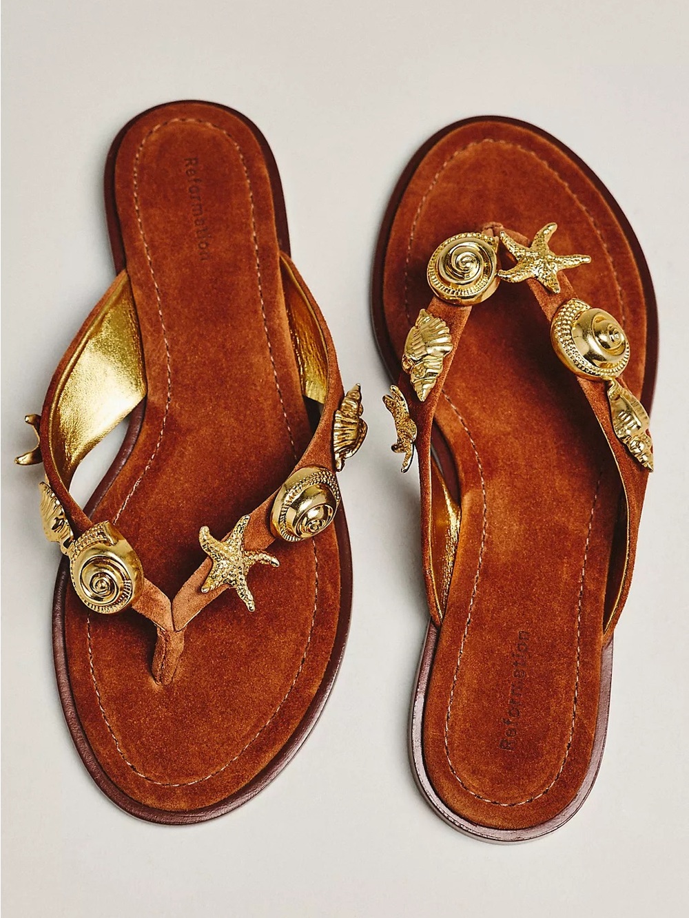 Reformation Jessie Flip-Flop Sandals suede